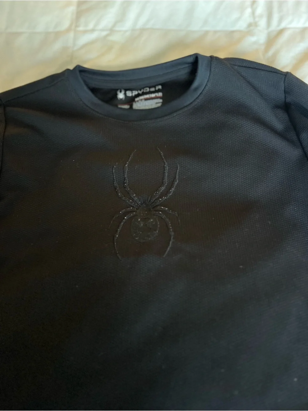 Spyder Black Athletic Crewneck Top with Subtle Spider Accent